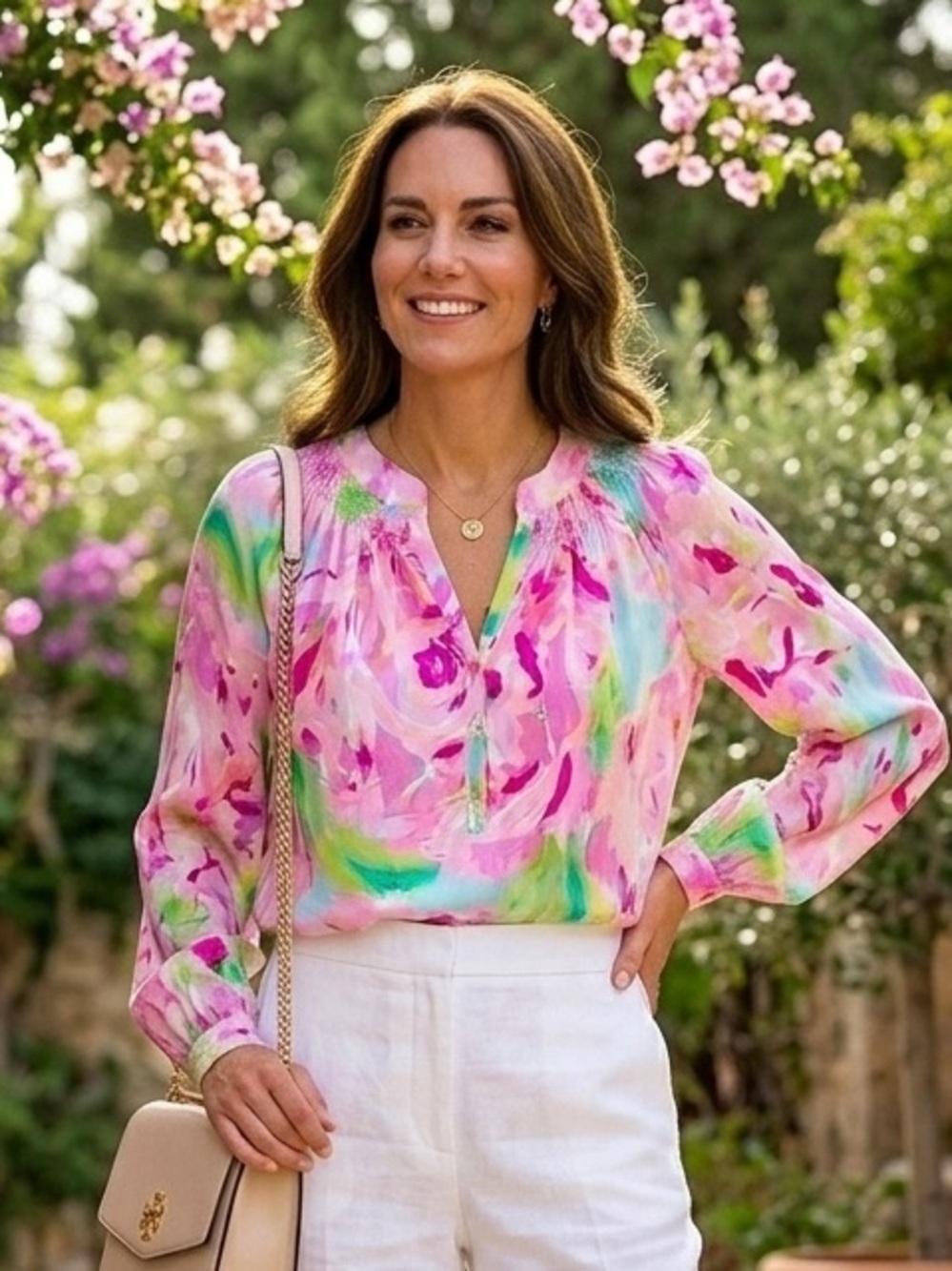 Lilly Pulitzer First Impression Elsa Silk Top Blouse Pink Floral XS